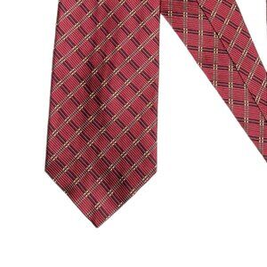 Chas Reed & Co Silk Tie Men’s 60” Burgundy Navy Plaid Designer Wide Tie New